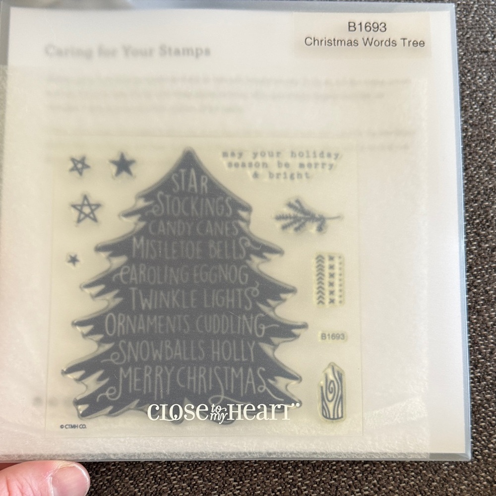 Close To My Heart Christmas Tree Word Stamp — Gray